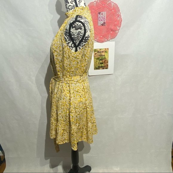 Shein Floral Print Halter Yellow Dress - Picture 3 of 9